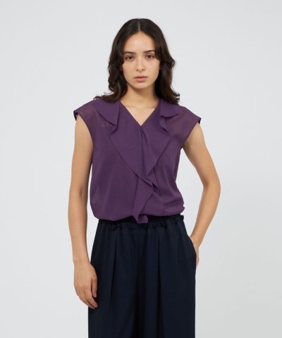 ウールボイル フリルブラウス