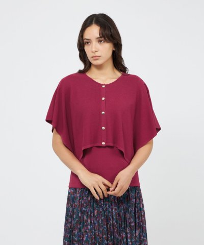 ドライストレッチ レイヤードケープニットプルオーバー