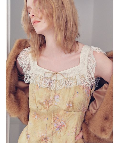 ヴィンテージレーストリムサテンロングドレス(508439326)｜阪急百貨店