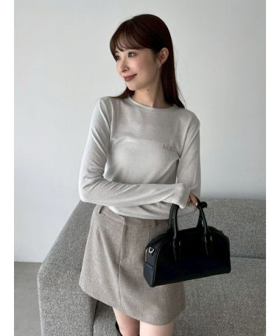 ラメフライス刺繍ロングTシャツ