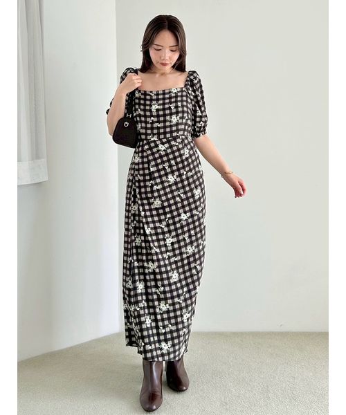 FRAYI. D 【00サイズ】スクエアネックプリントワンピース BLK 0 FRAYI. D 【00サイズ】スクエアネックプリントワンピース BLK 0