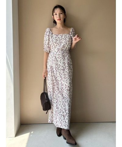 【00サイズ】スクエアネックプリントワンピース