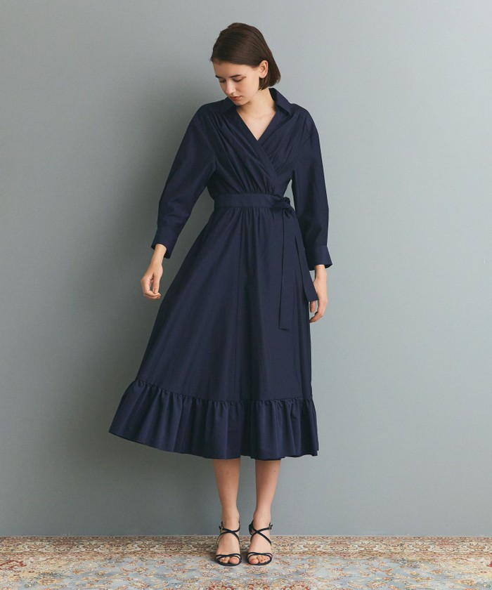 GRACECONTINENTAL カシュクールシャツワンピース ネイビー 36 GRACECONTINENTAL カシュクールシャツワンピース ネイビー 36