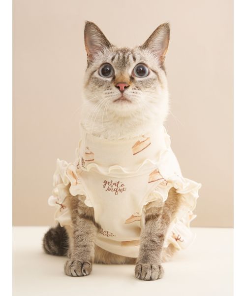 GELATOPIQUECAT & DOG 【CAT & DOG】オータムケーキ柄プルオーバー CRM S GELATOPIQUECAT & DOG 【CAT & DOG】オータムケーキ柄プルオーバー CRM S