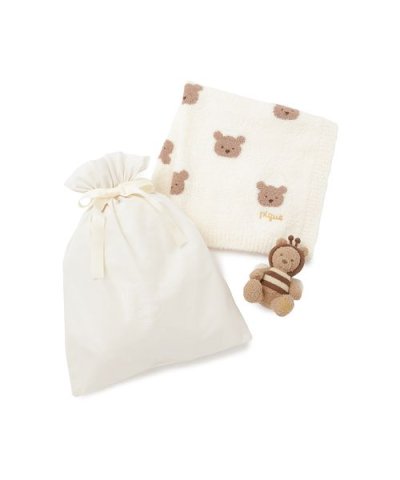 【ラッピング済み】【BABY】ベビモコベアジャガードブランケット&ラトルSET