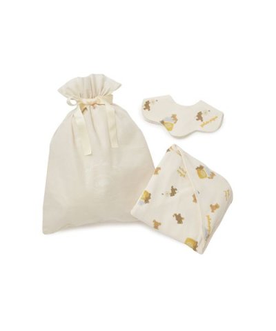 【ラッピング済み】【BABY】はちみつベア柄ブランケット&スタイSET