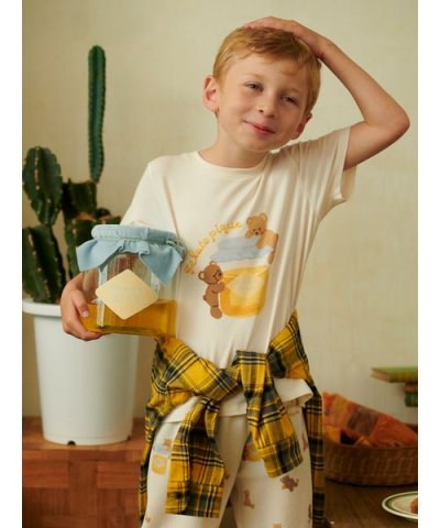【KIDS】はちみつベア柄ワンポイントTシャツ