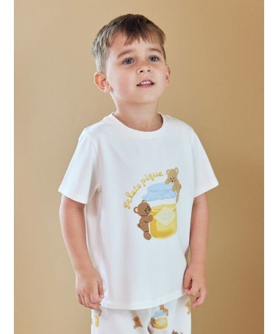 【KIDS】はちみつベア柄ワンポイントTシャツ