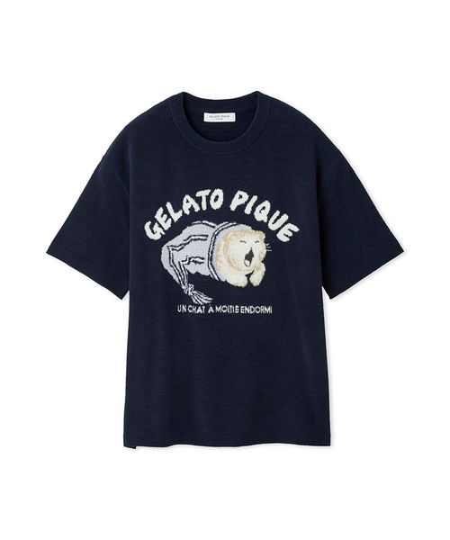 新品未使用　gelato pique CAT ジャガードプルオーバー　ブルー Amazon | ジェラートピケ gelato pique レディース ツイン
