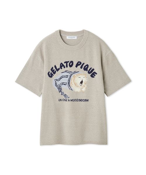 新品未使用　gelato pique CAT ジャガードプルオーバー　ブルー Amazon | ジェラートピケ gelato pique レディース CAT
