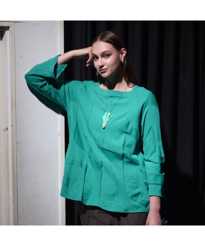 【M～４L】ウォッシャブルリンクスジャカードTシャツ