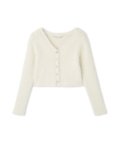 フェザーヤーンビジュー釦カーディガン