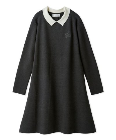 衿付きAラインニットワンピース