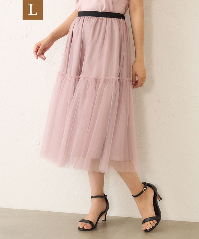 ピンク系｜Aラインスカート｜TO BE CHIC(Lサイズ)(トゥー ビー