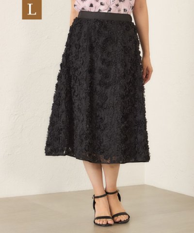 【L】立体フラワー刺しゅう スカート