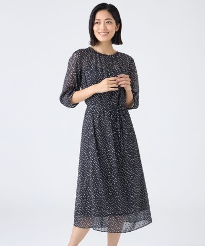【ウォッシャブル】ドットクレープワンピース