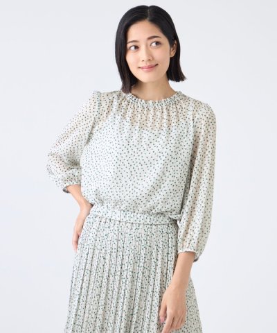 【ウォッシャブル】ドットクレープブラウス