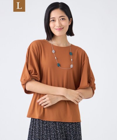 【L】【ウォッシャブル・接触冷感・UV・防シワ】強撚スムースカットソー