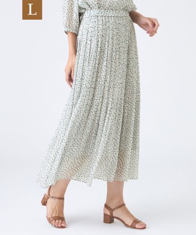 【L】【ウォッシャブル】ドットクレープスカート