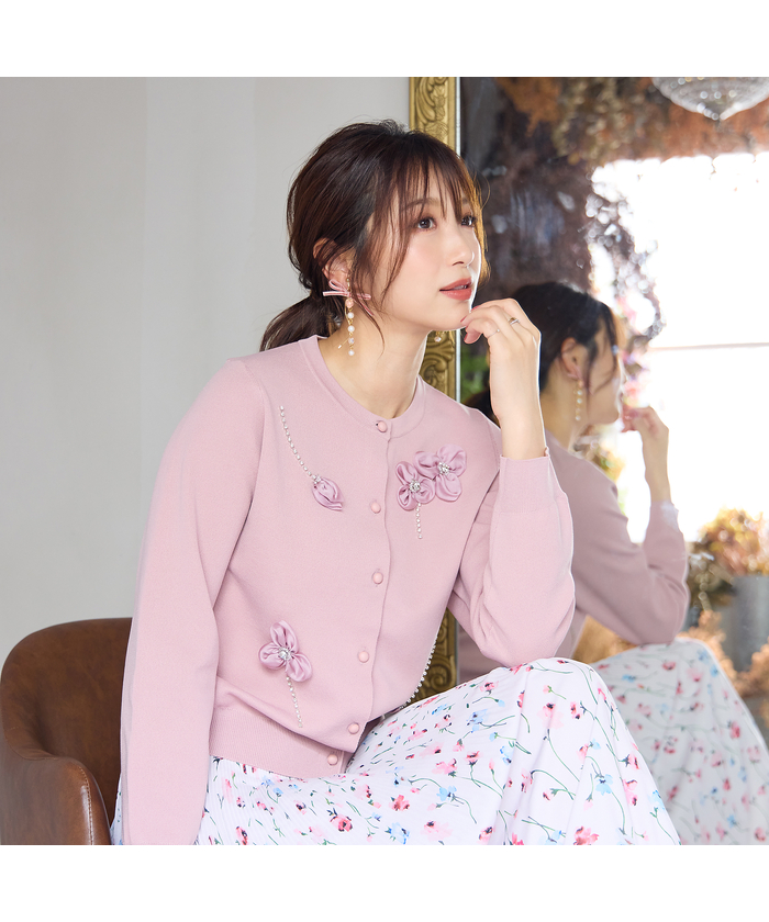 ハート透かし編みニットボレロ(ピンク) ハート透かし編みニットボレロ(506097074)｜阪急百貨店公式通販