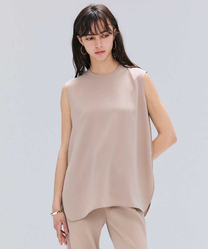 BEIGE 【洗える】FLEUR / バックシアーノーカラーブラウス 4 BEIGE 【洗える】FLEUR / バックシアーノーカラーブラウス 4