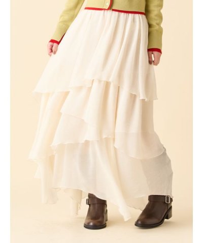 シアーフリルティアードスカート