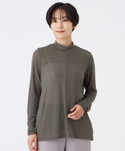 【ウォッシャブル】シアーラメジャージーハイネックカットソー