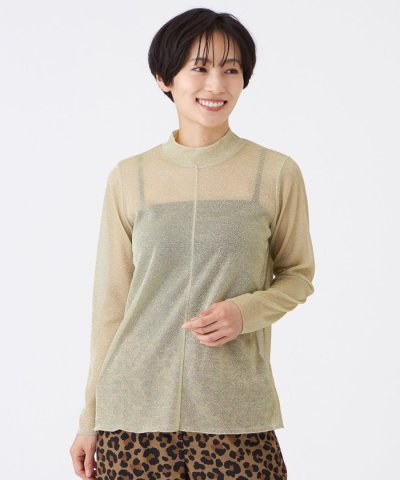 【マシンウォッシャブル】グリッタージャージーハイネックカットソー