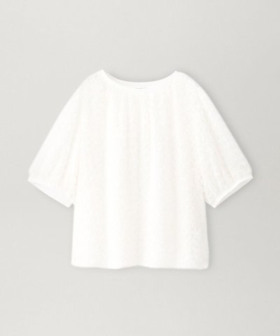 【L】【ウォッシャブル】ラメカットジャカードコンビプルオーバー