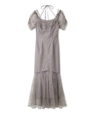 ギャザードレープレースドレス