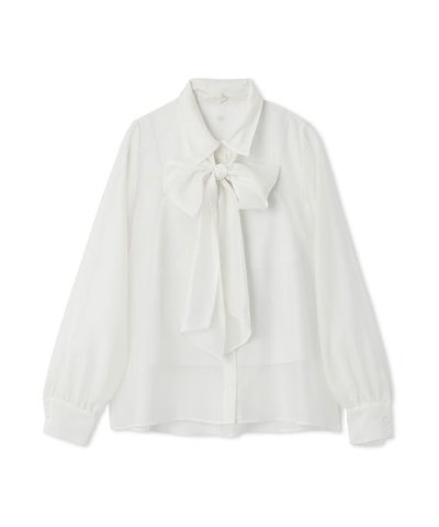 ボウタイ付きシアーシャツ／ウォッシャブル