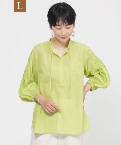 【L】【接触冷感】【ウォシャブル】シアーボイルプルオーバーブラウス