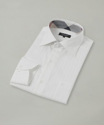 ハイストレッチシャドーストライプセミワイドカラーシャツ