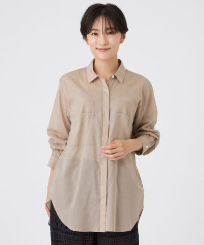 【接触冷感】【ウォッシャブル】シアーボイルロングシャツ
