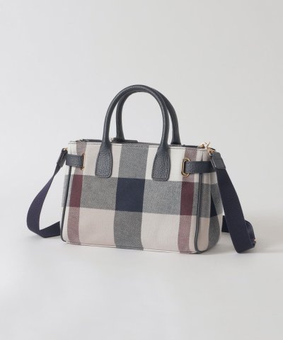 クレストブリッジチェックキャンバスハトメミドルトート