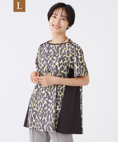 【L】【接触冷感】【マシンウォッシャブル】パンサードットチュニックカットソー