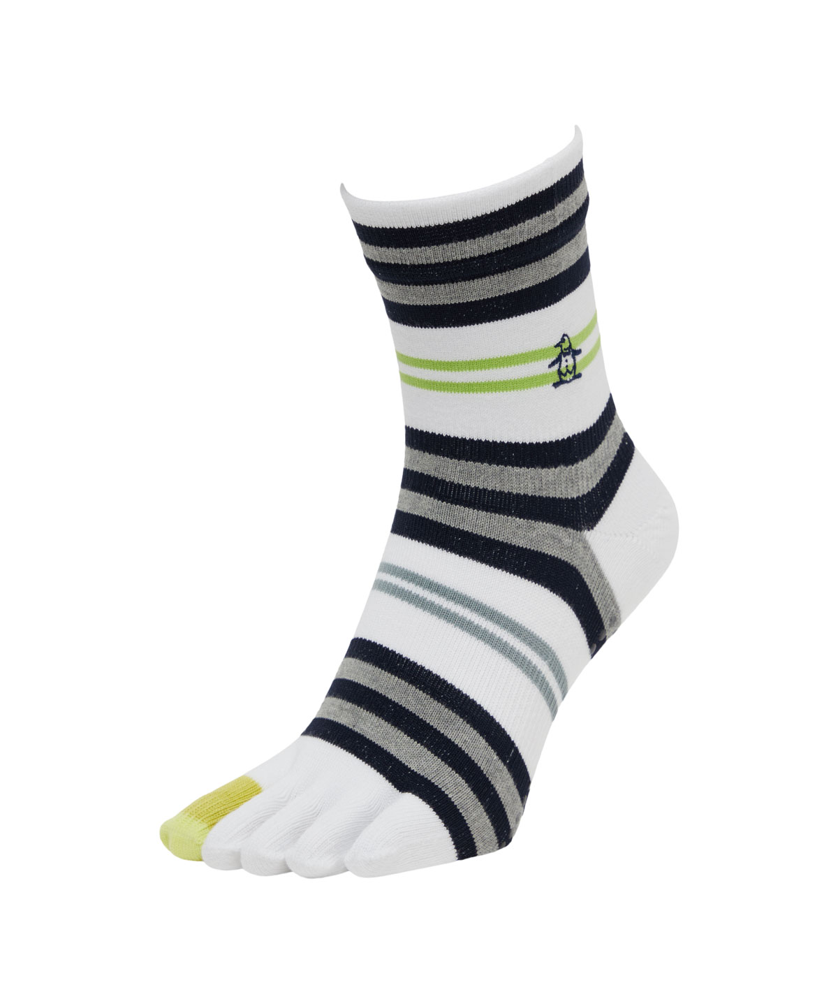 Munsingwear(ings) マンシングウェア Munsingwear ミドル丈5本指マルチボーダーソックス ホワイト 22-24 Munsingwear(ings) マンシングウェア Munsingwear ミドル丈5本指マルチボーダーソックス ホワイト 22-24