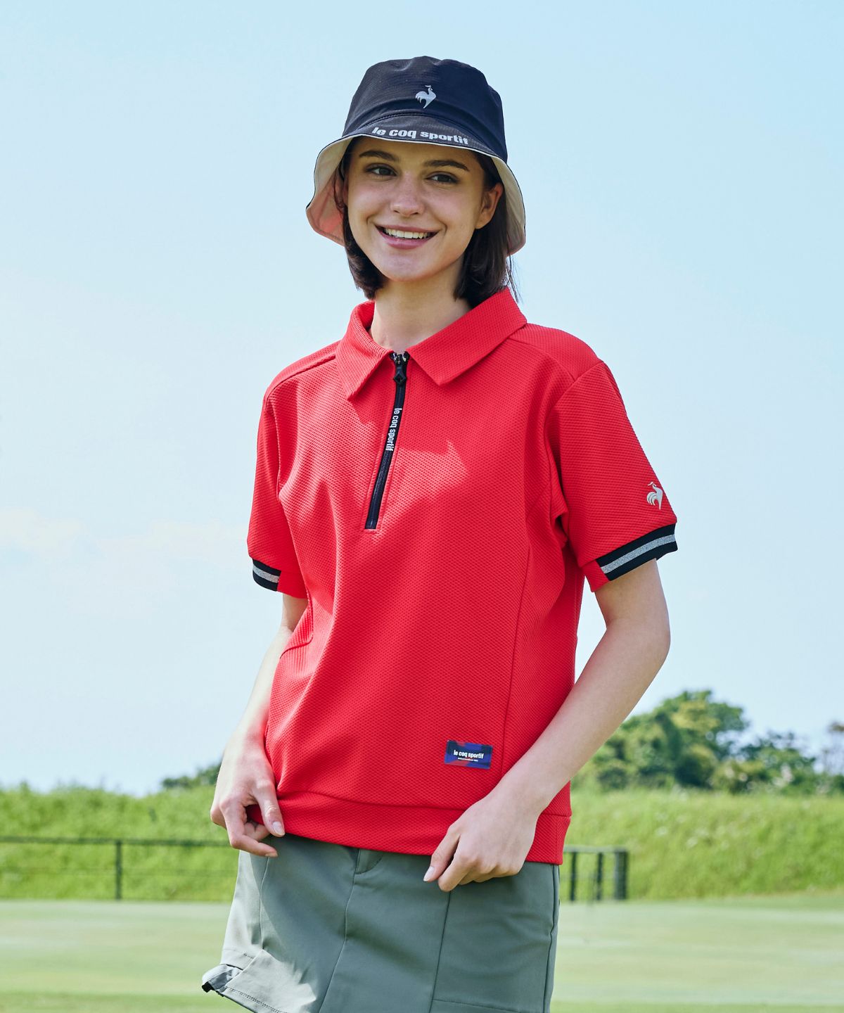 lecoqsportifgolf ルコックスポルティフ ゴルフ le coq sportif golf 半袖カット レッド S lecoqsportifgolf ルコックスポルティフ ゴルフ le coq sportif golf 半袖カット レッド S