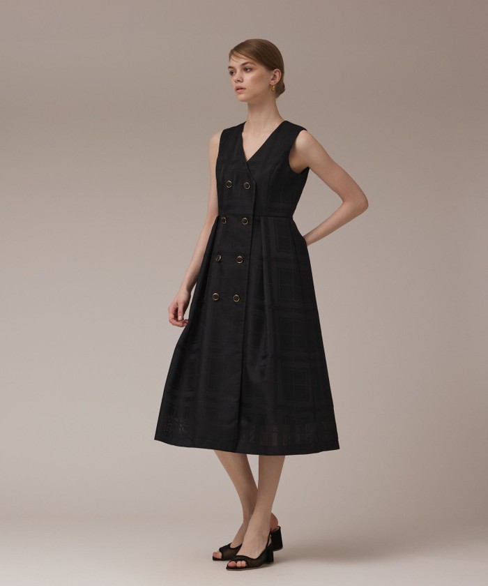 GRACECONTINENTAL シャドーチェックワンピース ブラック 36 GRACECONTINENTAL シャドーチェックワンピース ブラック 36