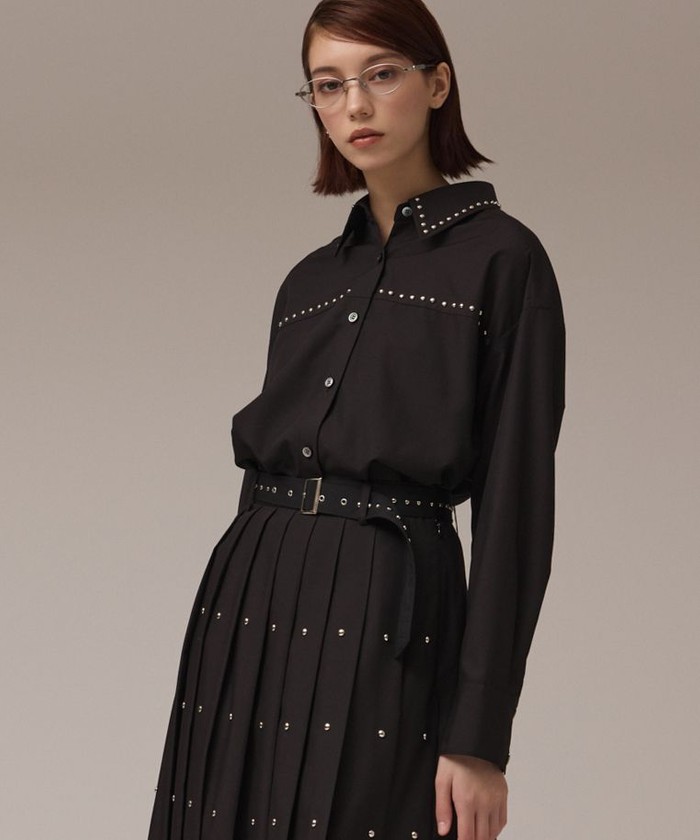 GRACECONTINENTAL メタルホットフィットシャツ ブラック 36 GRACECONTINENTAL メタルホットフィットシャツ ブラック 36