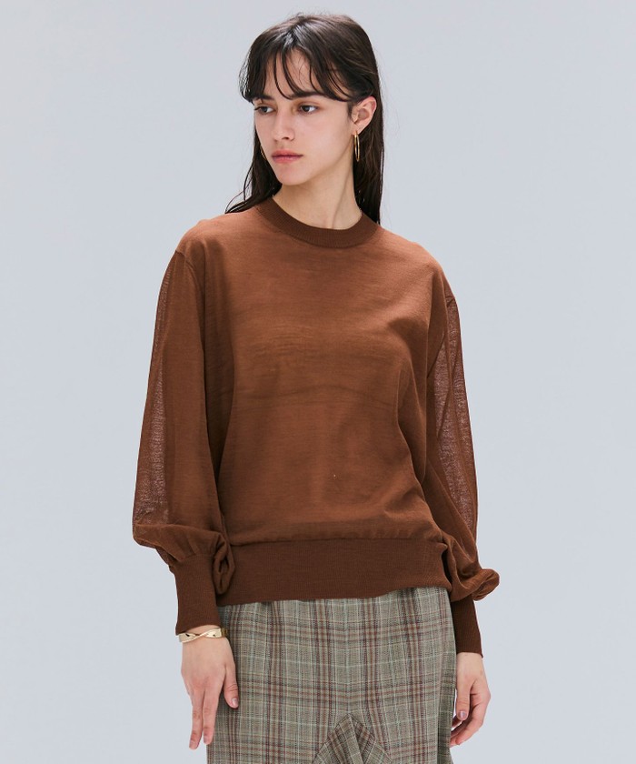 BEIGE 【洗える】CADDO / シアーウールクルーネックトップス BROWN 4 BEIGE 【洗える】CADDO / シアーウールクルーネックトップス BROWN 4