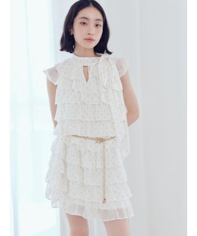 フリルボウタイミニドレス