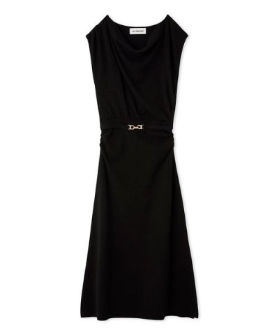 ベルト付きドレープニットワンピース