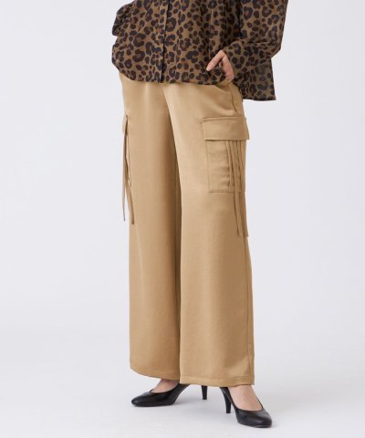 【マシンウォッシャブル】ソフトサテンカーゴパンツ