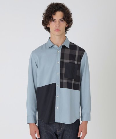 デニムライクパッチワークシャツ