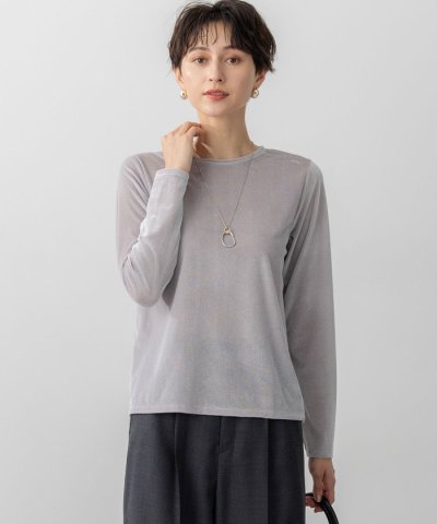 【洗える】シアーベロア ロングスリーブ Tシャツ