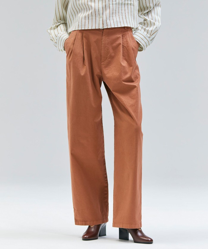 BEIGE 【洗える】HAMLIN / コットンストレッチ2タックワイドパンツ BROWN 2 BEIGE 【洗える】HAMLIN / コットンストレッチ2タックワイドパンツ BROWN 2