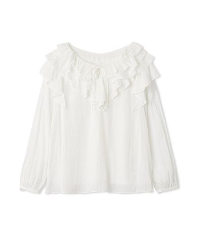 ラッフルプリーツ割線ブラウス