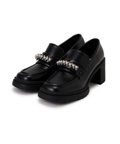 ビジューパール付き厚底ローファー