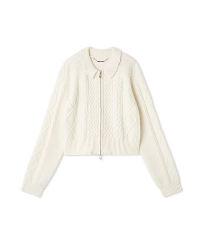 アラン柄ニットブルゾン